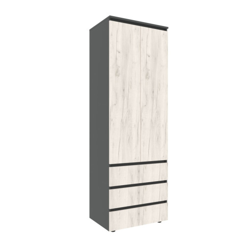 Шафа STEVE з поличками 700*500*2100 Графітовий/Дуб Крафт Білий